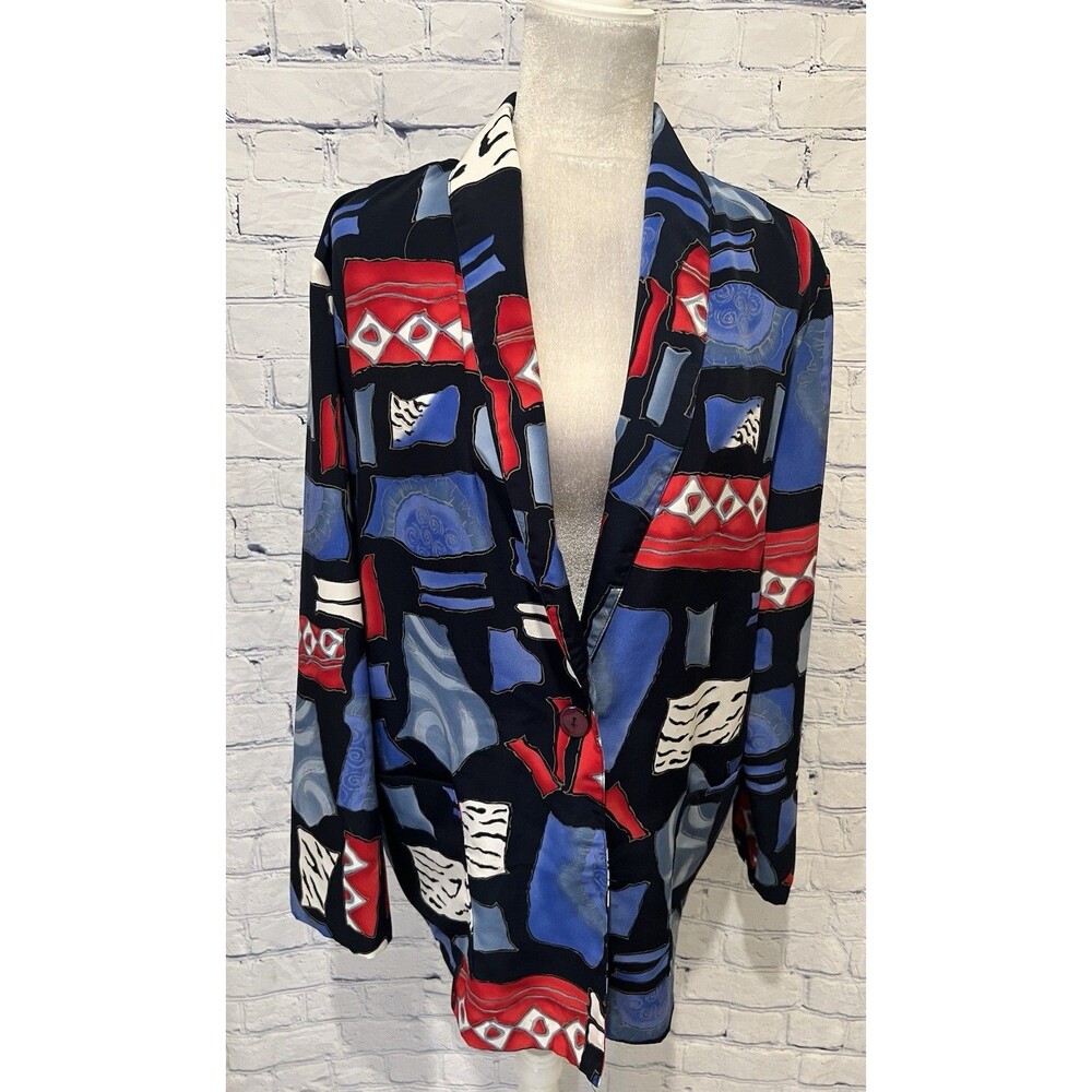 Willow Ridge Lined Polyester Colorful Jacket Blazer Stained Glass Size Large